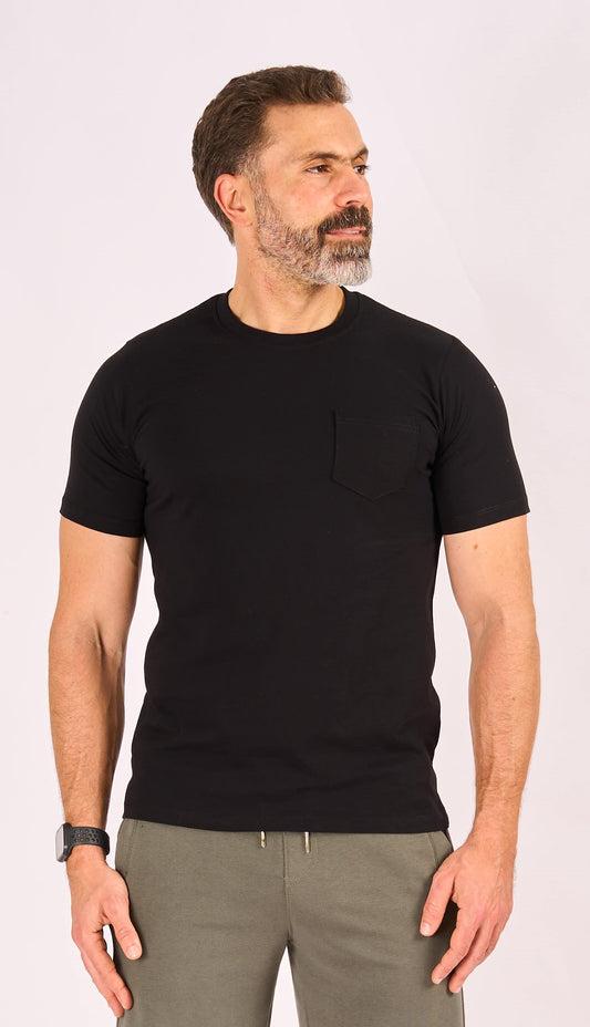 Black pocket  Crewneck T-Shirt