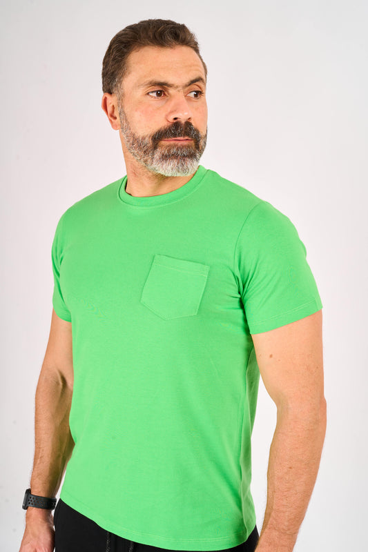 Bright Green pocket  Crewneck T-Shirt