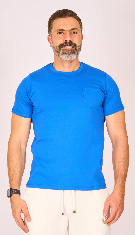 Blue pocket  Crewneck T-Shirt