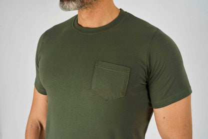 Olive  pocket  Crewneck T-Shirt